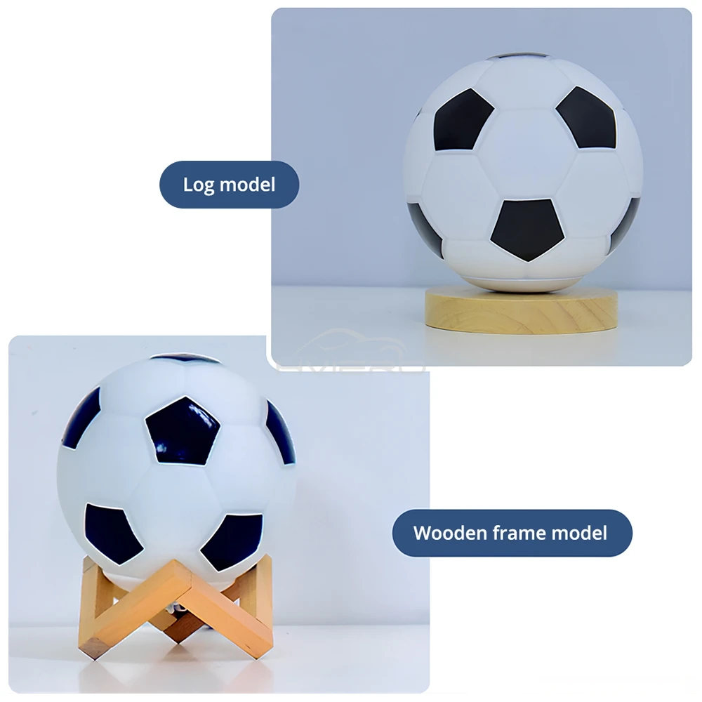 Petite lampe de table en verre de football en bois massif, lampe de lecture de nuit, USB, LED circulaire, chevet, lit, étude, décoration, chambre à gradation à distance