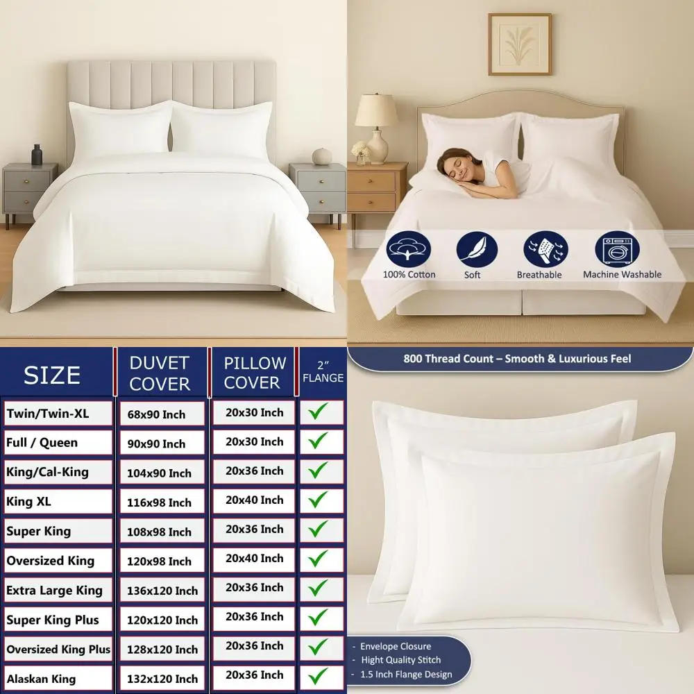 

100% Egyptian Cotton Oversized Queen Duvet Cover 98x98 Inches, 800 Thread Count Sateen, Soft Breathable Bedding