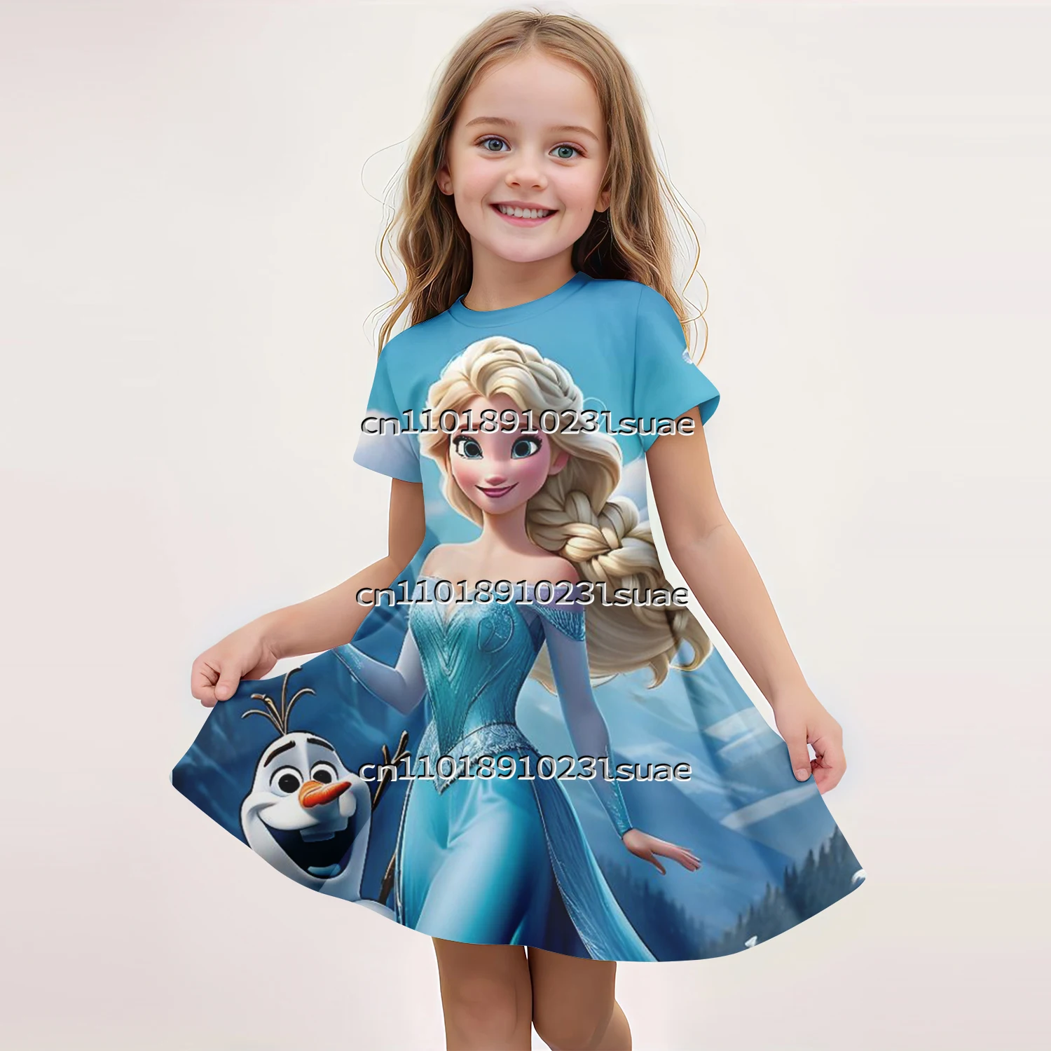 

2023 летнее модное детское платье принцессы, модное платье с 3D принтом для девочек, платье принцессы Эльзы, праздничный костюм для вечеринки