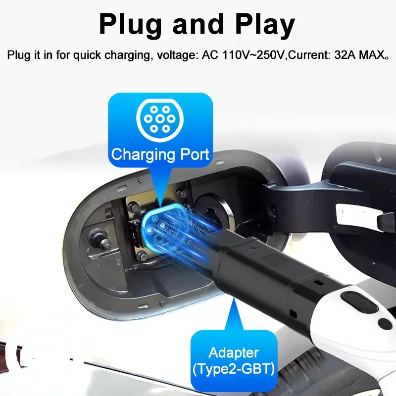 Car Charging Type 2 To GBT EV Charging Adaptor IEC 62196 To GBT China Standard Chinese Car Charge Converter Adapter 32A