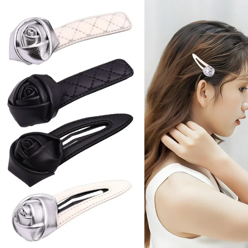 

Korean PU Leather Camellia Flower Hair Clips Sweet Barrettes Hairpins Barrette Duckbill Clip Headwear Hair Accessories for Women