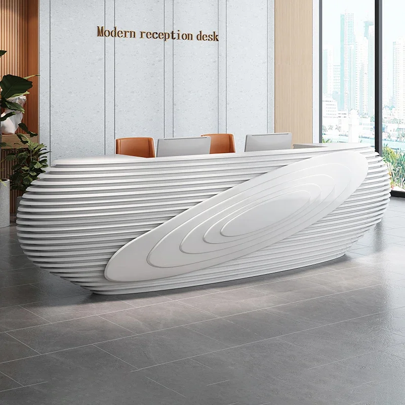 

Reception desk curved high-end beauty salon bar cashier Company hotel lobby service reception desk