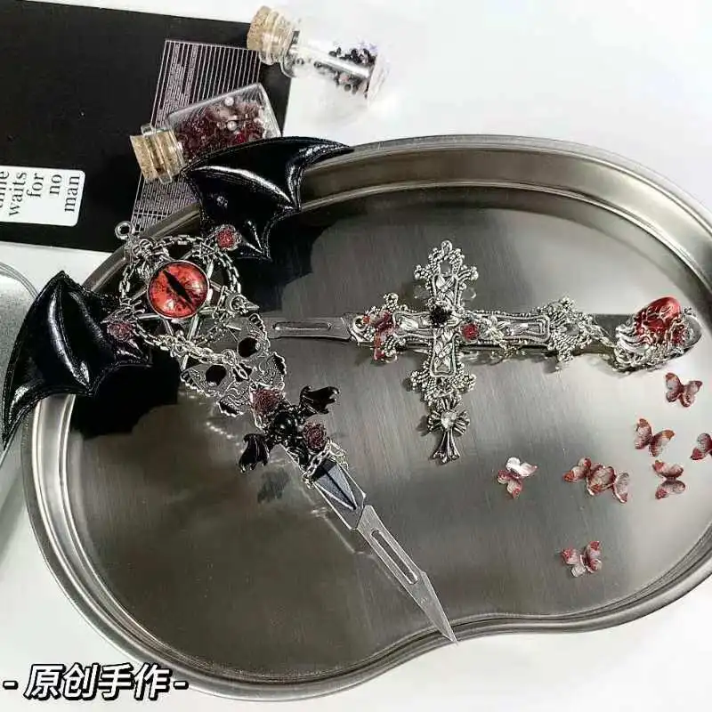 Blood Red Gothic Style 2Pcs Craft Knife Set, Dark Fantasy Handmade Utility Knife for Opening Boxes Photography