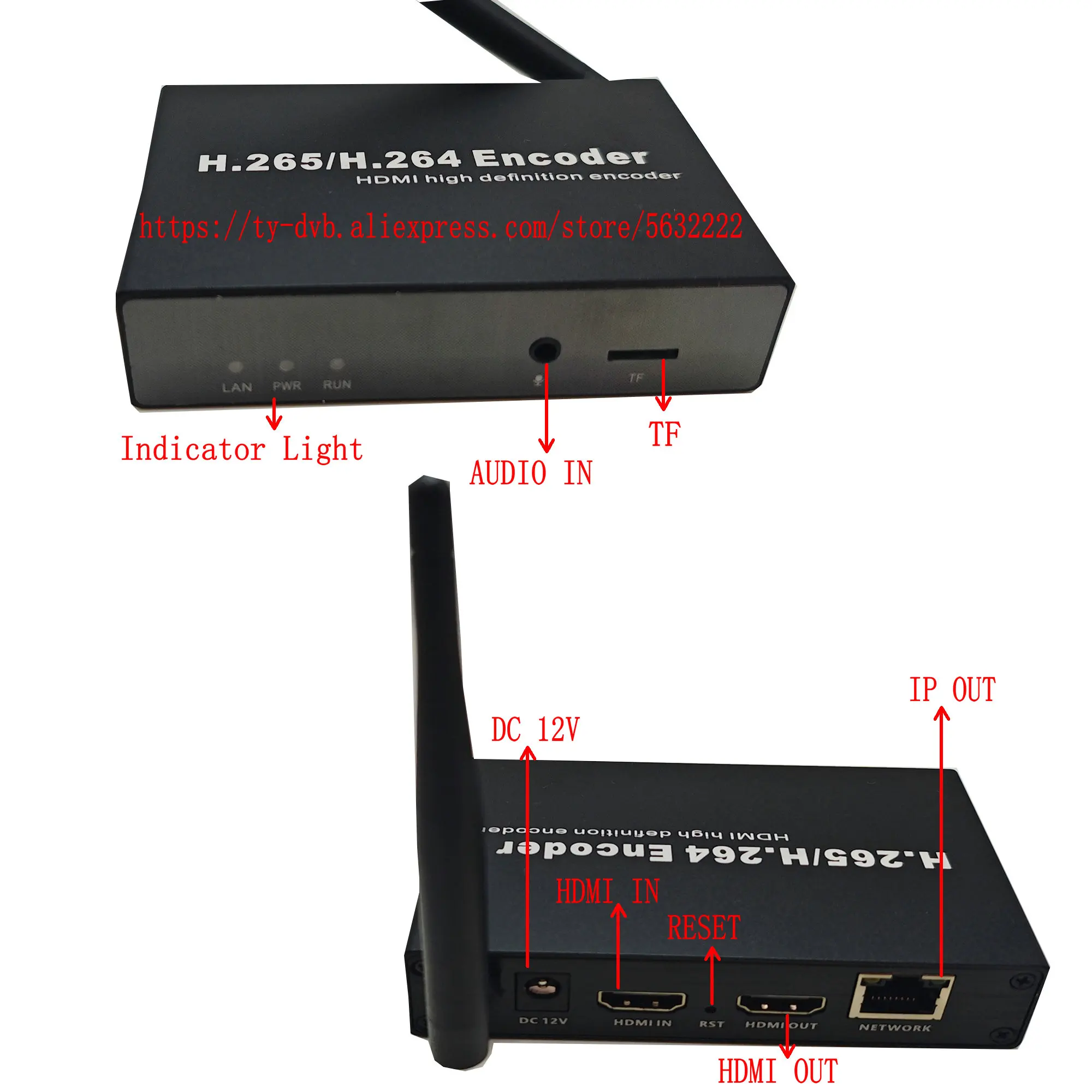 WiFi Wireless HD Loop Out Video Encoder H265 H264 HEVC IPTV Hdmi to IP RTMP SRT UDP HLS RTSP Live Streaming on the Internet view 3