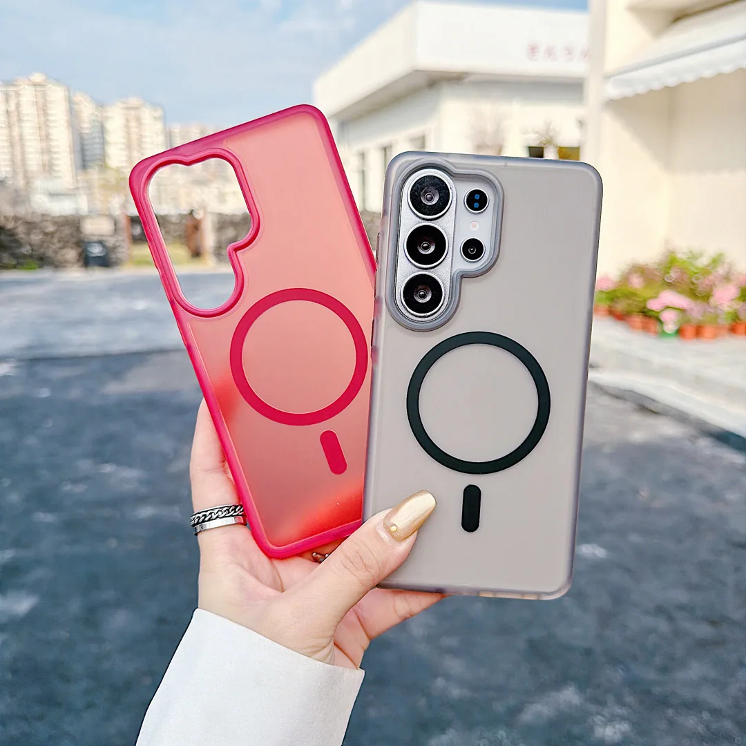 

High End Anti Scratch Anti Drop Skin Feel Solid Case For Samsung Galaxy S24 S25 S26 Ultra Plus Magnetic Wireless Charge Cover