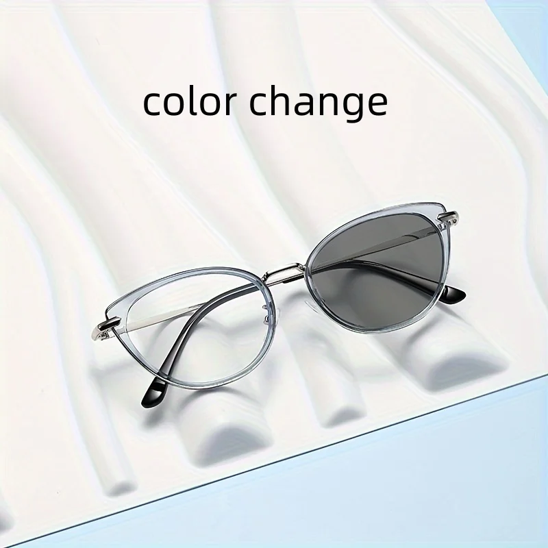 1pcs 1 pair of new daily wear simple color-changing anti-blue light glasses for women, fashionable and individual glasses