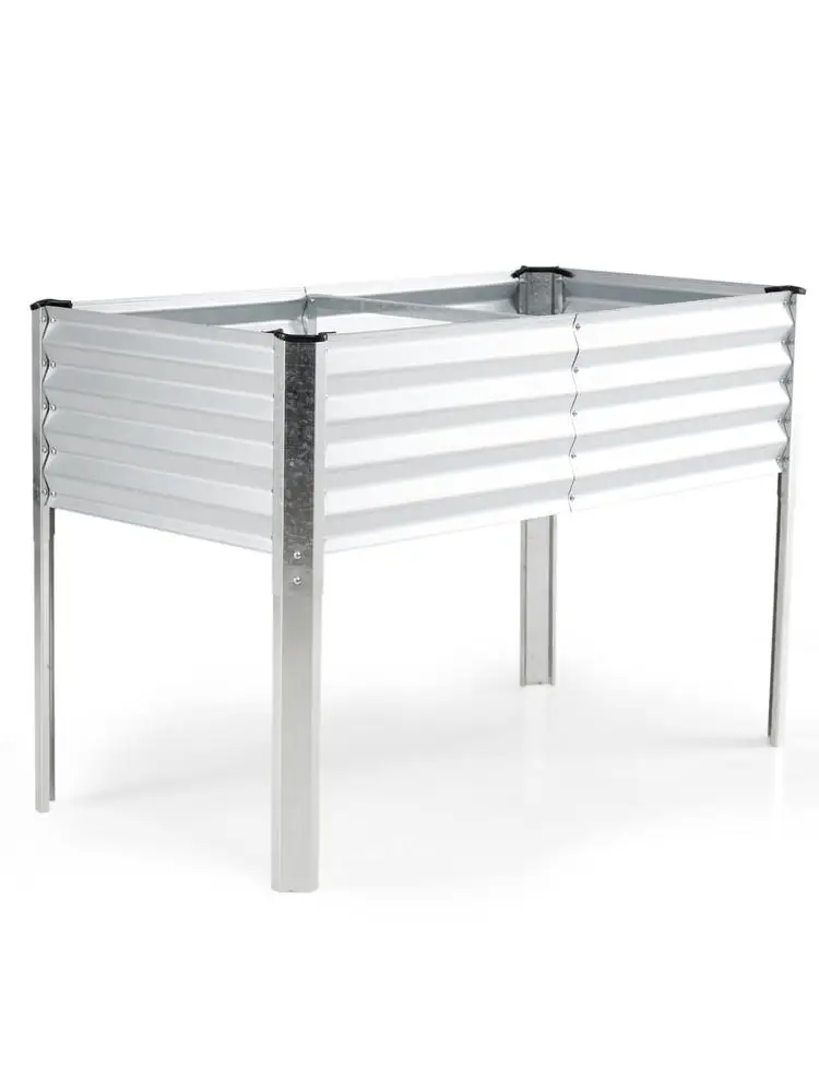 

Galvanized Raised Garden Bed with Legs 46" x 24" x 31" Metal Elevated Planter Box-Silver