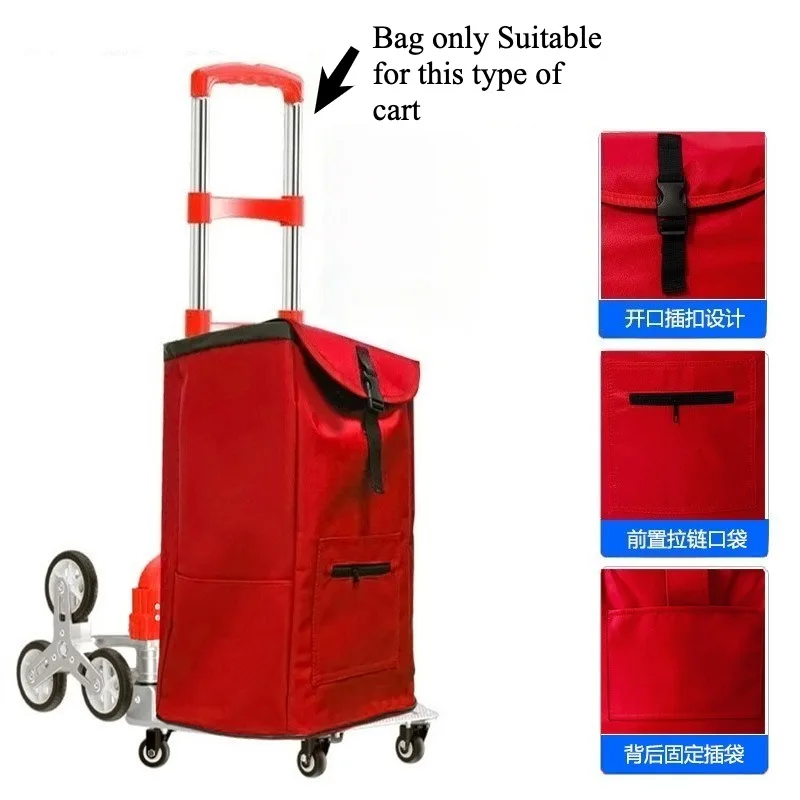 Waterproof 600D Oxford Shopping Bags for Trolley Shopping Cart Market Purchase Basket Trailer Portable Cart Foldable Carrier