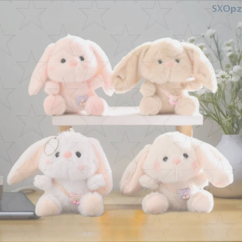 

Cartoon Rabbit Stuffed Keychain Cute Soft Plush Bunny Doll Keyring Backpack Pendant Charm.