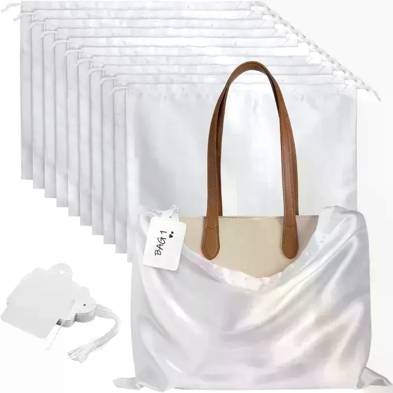 Silk Cloth Dust Bags Fashion Dustproof Travel Drawstring Pouch Thick Dust Cover Storage Bags Handbags