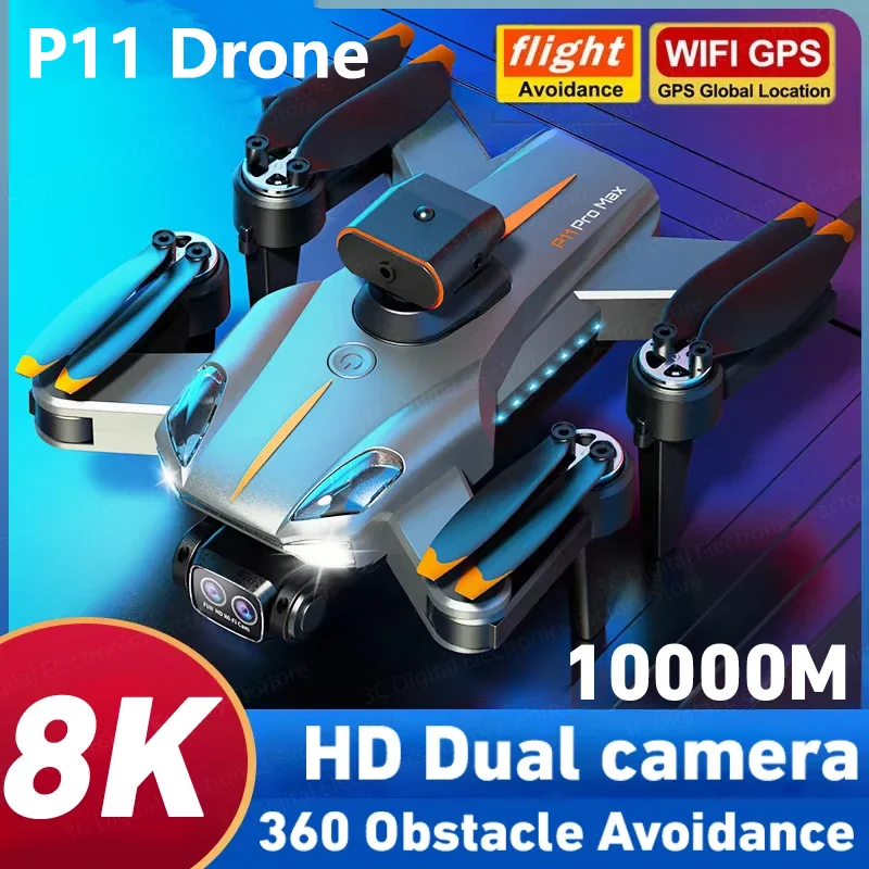 P11 Pro Drone 8K 5G GPS Professional HD Aerial Photography Dual-Camera Obstacles Avoidanc Optical flow Brushless Quadrotor Gifts