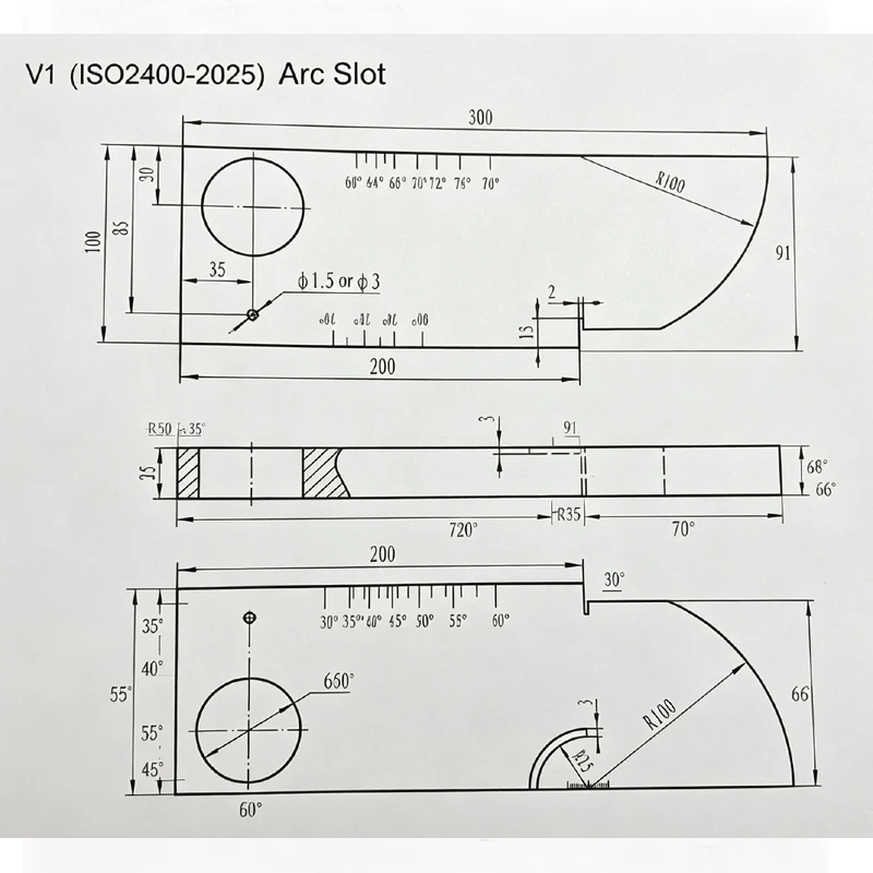 V1 Calibration Test Block IIW1 ISO2400‑2025 Straight & Arc Slot Ultrasonic NDT Reference Block for Angle Probe Calibration Block view 6