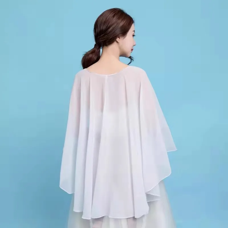 

ww27 wedding dress tulle chiffon cape wedding etiquette shawl high-end solid color