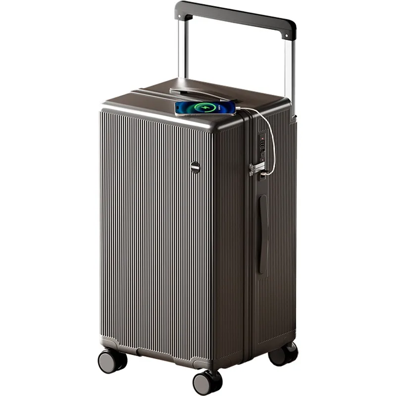 Large Capacity Travel Suitcase Wide Handle Luggage With Cup Holder PC Zipper Suitcase Trolley Case With Wheels Carry-on Luggage