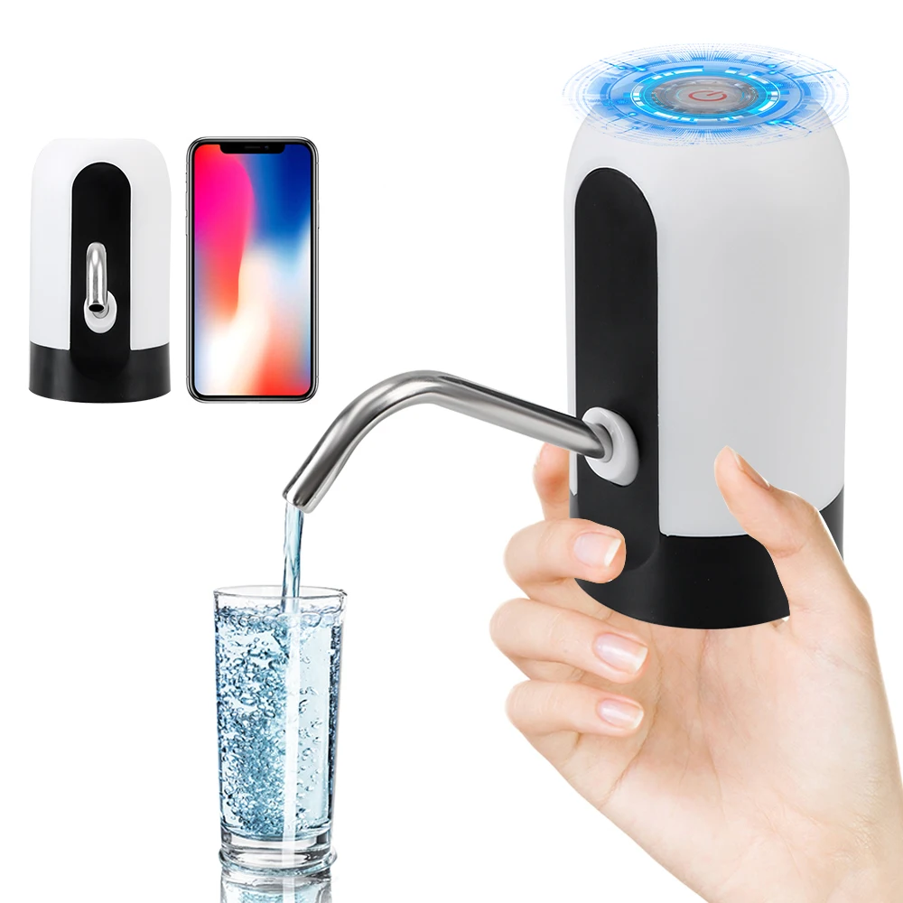 Wireless Electric Water Pump Barreled Water Pumping Device Kitchen Tools USB Rechargeable With Blue LED Light