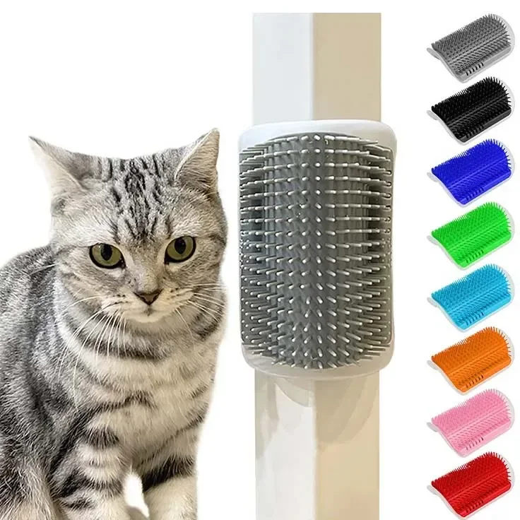 Cepillo de pared esquinero para gatos, peine para rascar, elimina el pelo de las mascotas, aseo para gatos, accesorios, productos, suministros para