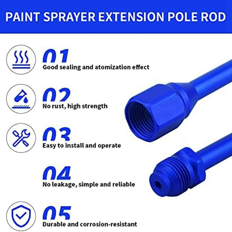 12 Inch (30 Cm) Spray Extension Rod+517 Nozzle+Nozzle Tip Protective Cover Replacement G7/8-14 For Airless Spraygun