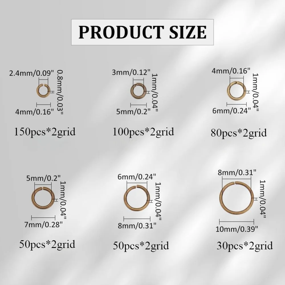 1box Open Jump Ring Connectors Jewelry Making Findings for Earring Bracelet Necklace DIY Craft Antique Bronze