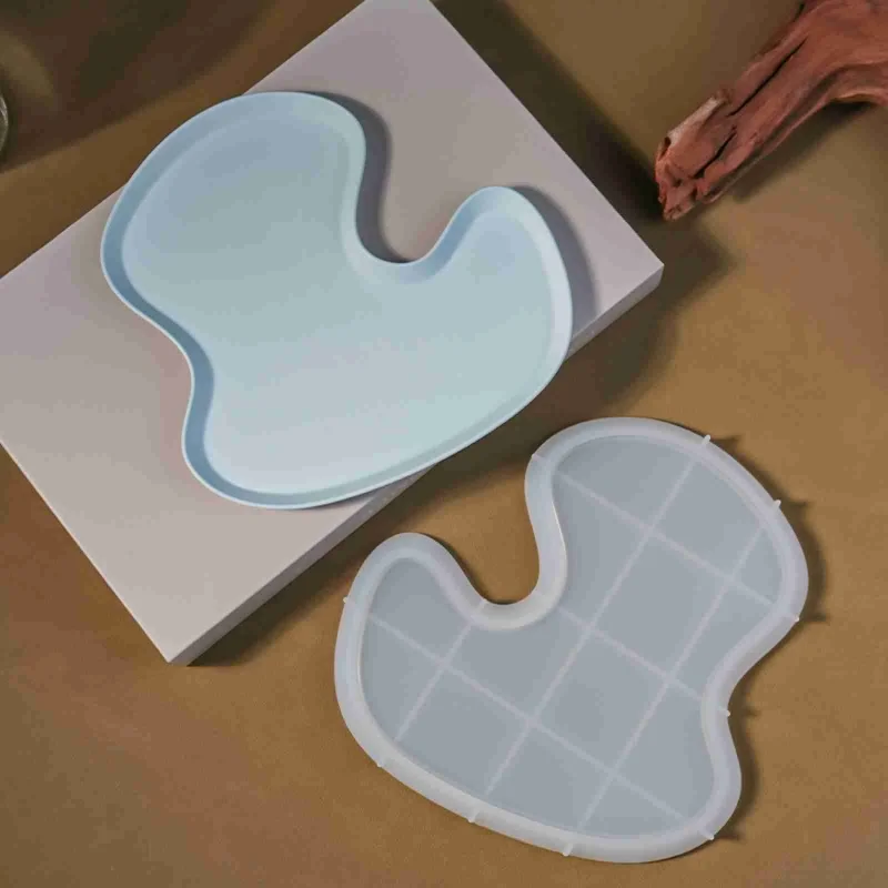 DIY tidak beraturan bentuk L cetakan silikon piring penyimpanan perhiasan nampan teh coaster piring buah ornamen gipsum epoksi Resin cetakan Kerajinan