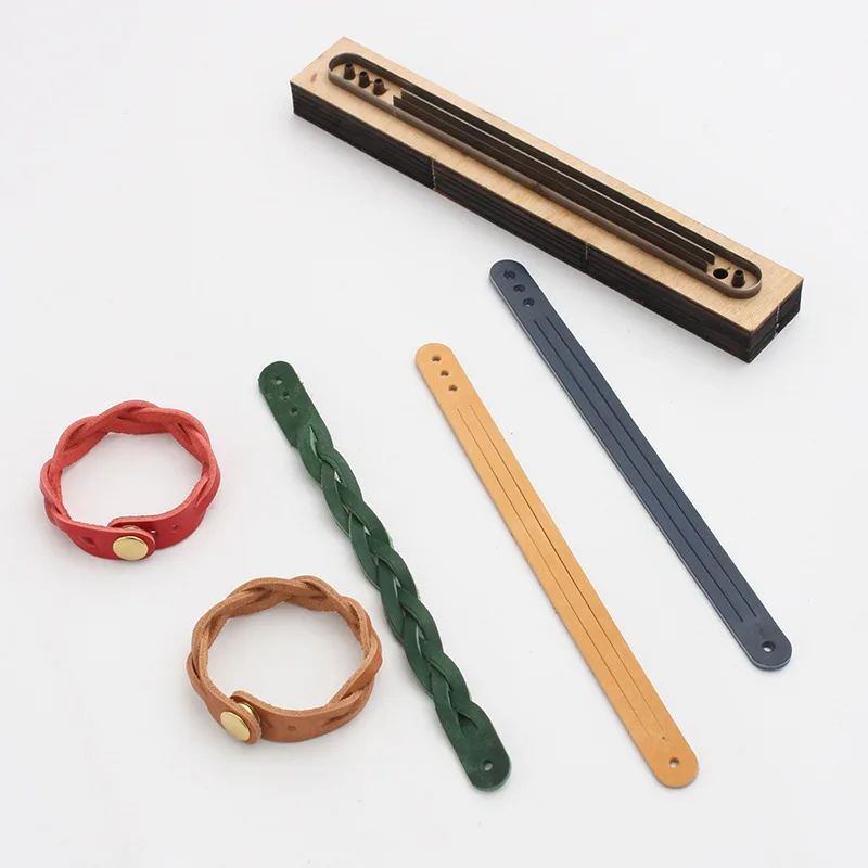 Three-Strand Bracelet Blanking Knife Mold Japanese  Material Wood Board Handmade DIY Leather Art Cut  Template