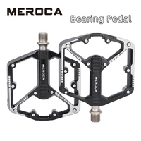 MEROCA Pedal de rodamiento sellado ultraligero aleación de Al antideslizante revestimiento de especificación múltiple/uso negro para bicicleta de carretera MTB BMX aproximadamente 410g