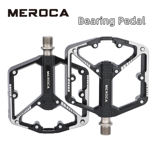 Imagen 1 del producto MEROCA Pedal de rodamiento sellado ultraligero aleación de Al antideslizante revestimiento de especificación múltiple/uso negro para bicicleta de carretera MTB BMX aproximadamente 410g