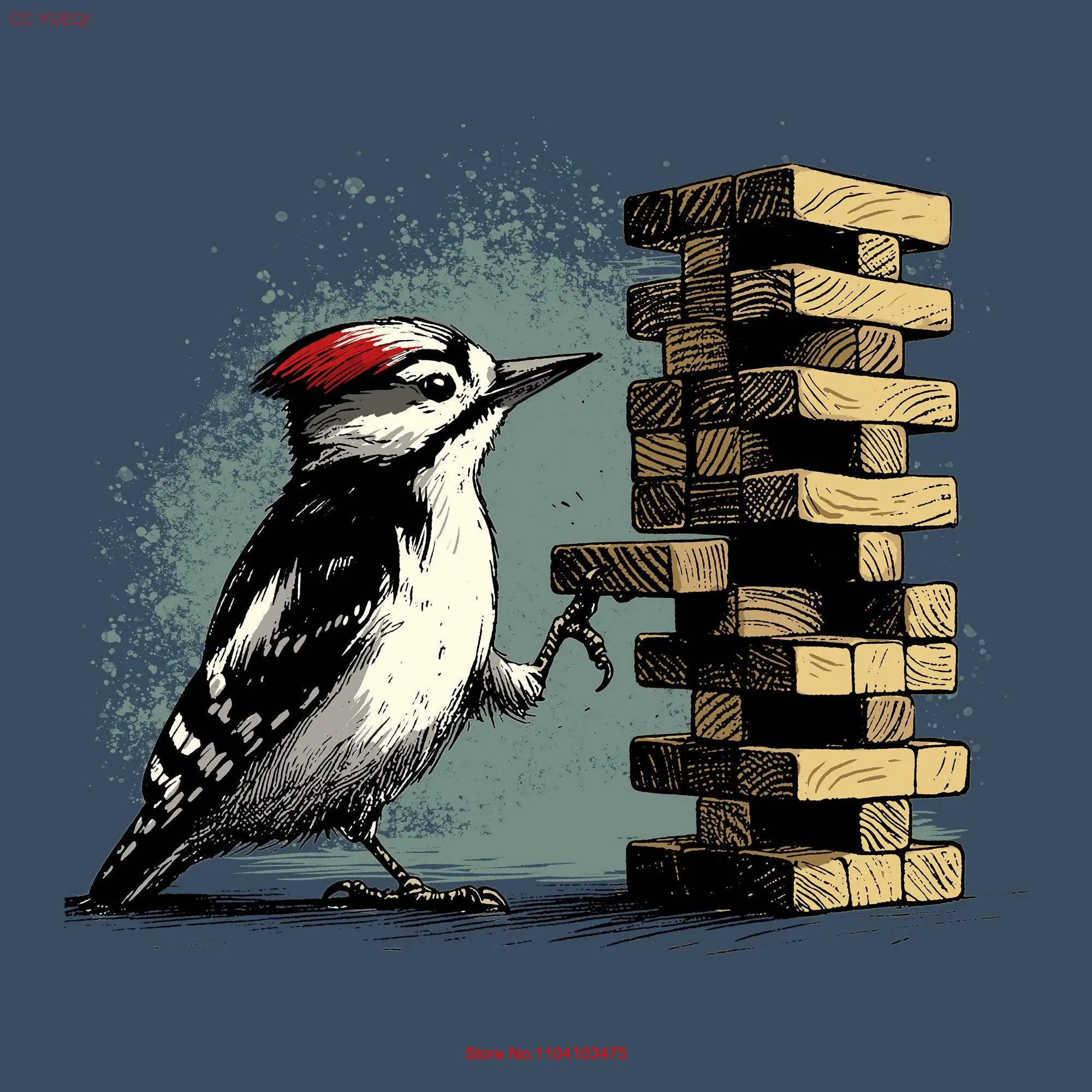 Woodpecker T Shirt For Bird Lover Birdwatcher Her Lawn Games Tumbling Tower Game Men long or short sleeves