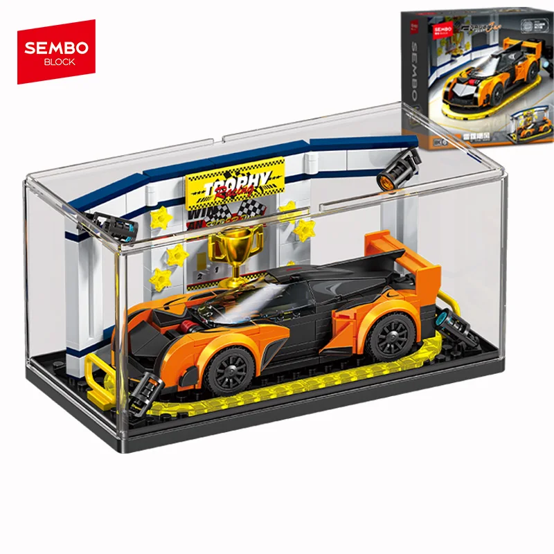 SEMBO BLOCK 294 Uds. Bloques de construcción de ensamblaje de coches súper deportivos modelos de vehículos de carreras MOC juguetes de construcción para niños regalo de vacaciones