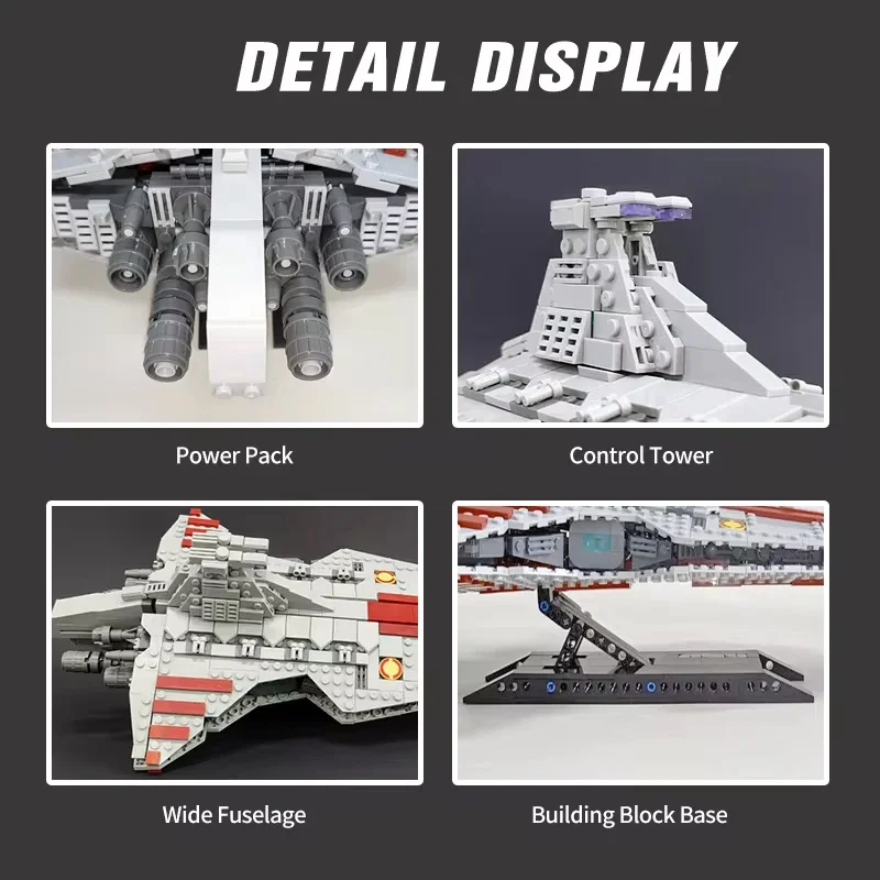 Space Battleship Building Blocks 960PCS Spaceship Defense Ship MOC Model Bricks Kits Desktop Decoration Kids Toys Birthday Gifts