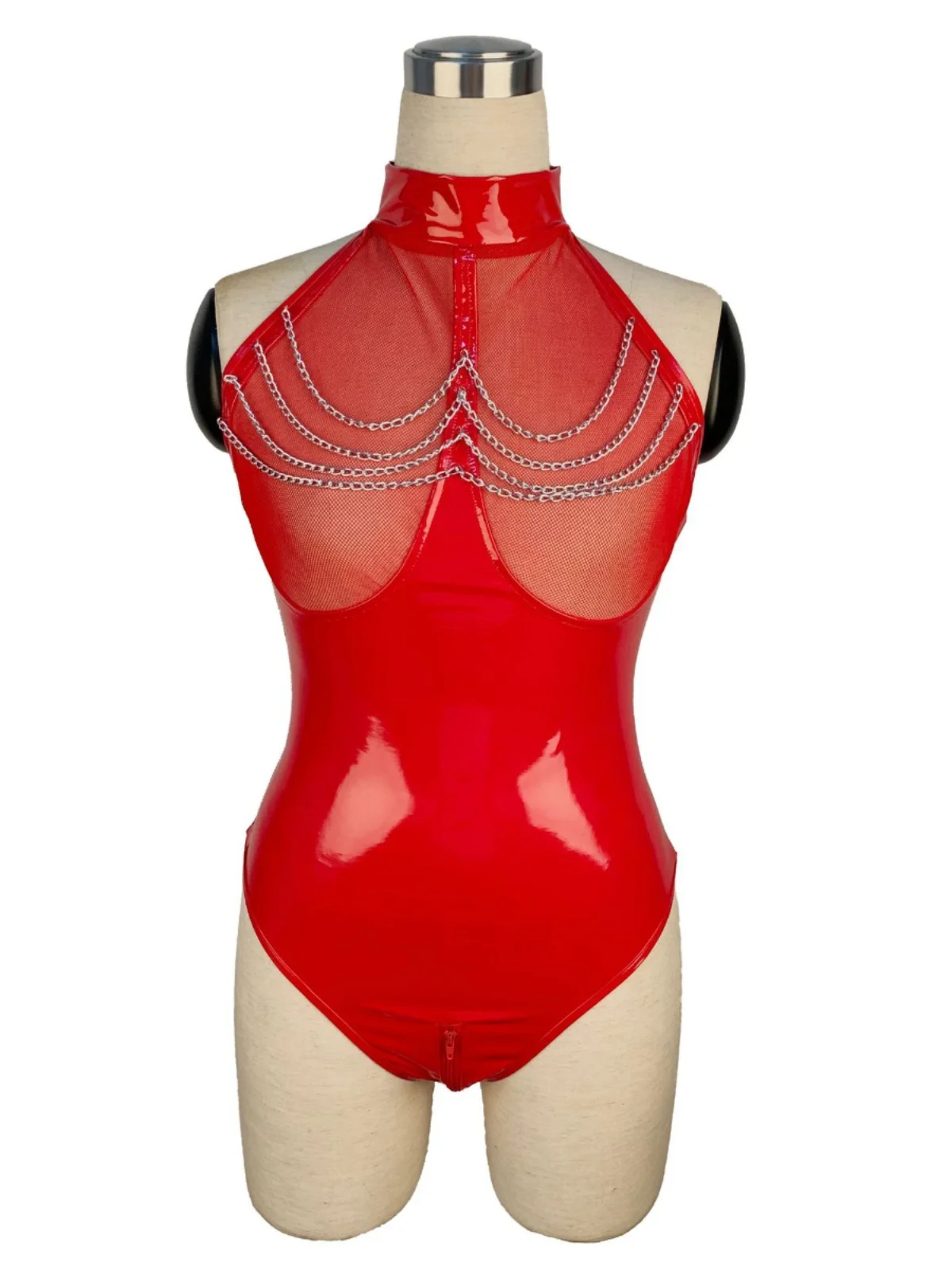 

Sexy Bal Patent Leather Jumpsuit Women's Street Sle mid Waist ort Pants Polyester Summer Faion Casual Wear