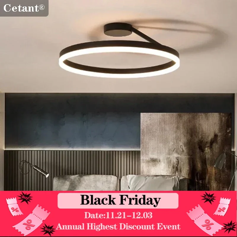 Luminária Circular Moderna LED, Decoração de Casa, Luminárias, Sala de Estar, Quarto, Branco, Preto, Iluminação Interior Lustre, 40 cm, 50 cm, 60cm