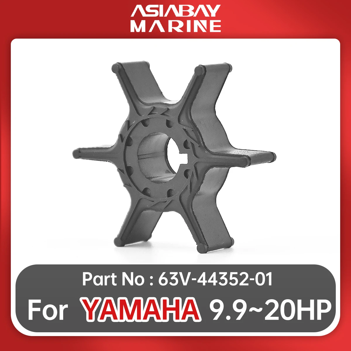 63V-44352-01 Water Pump Impeller For Yamaha Outboard Engine 2/4 Stroke F9.9 F15 F20 9.9hp 15hp 20hp Boat Parts 63V-44352-01-00