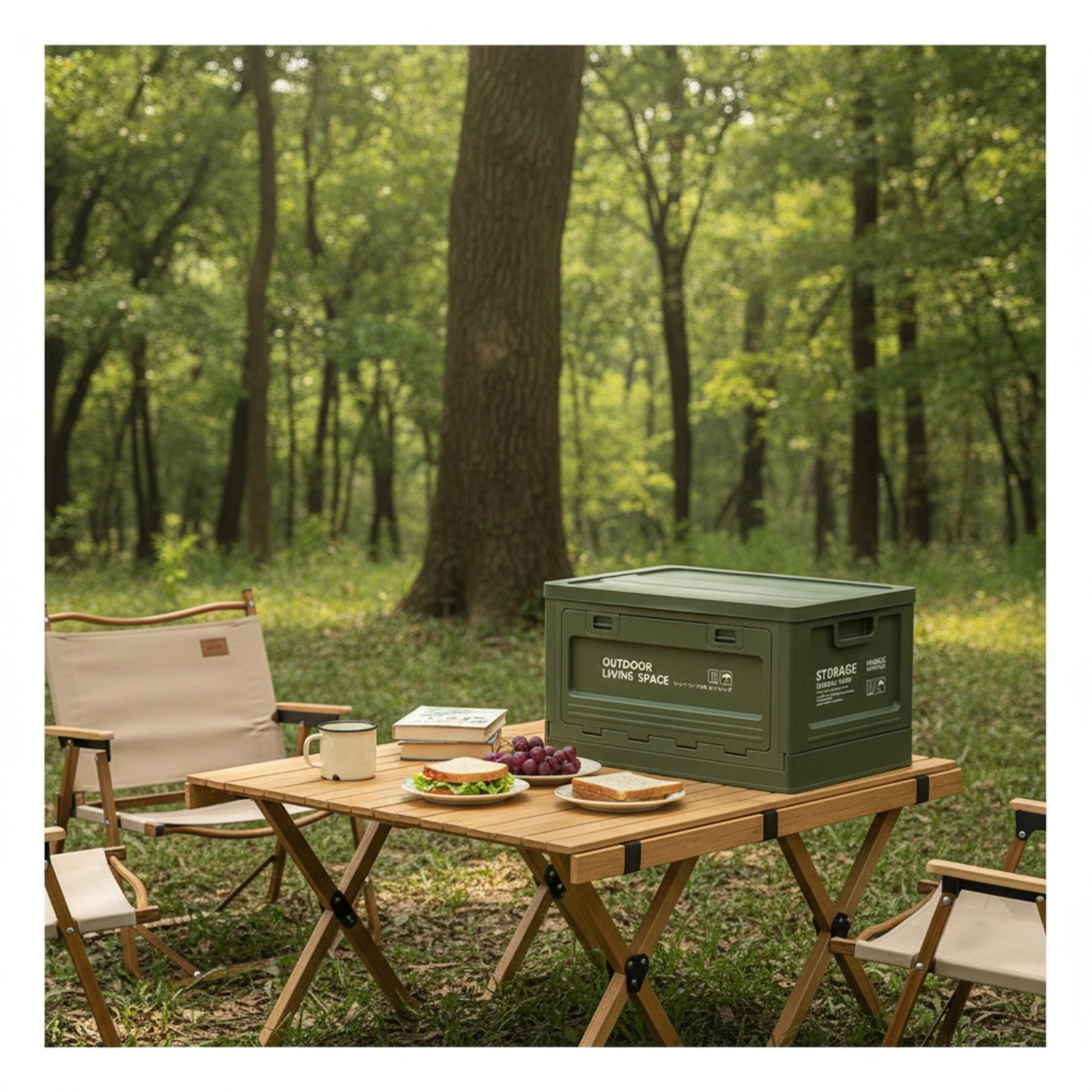 Folding Crate with Door Space-Saving Collapsible Storage Box Collapsible Bin with Lid Multipurpose for Campers, Camping