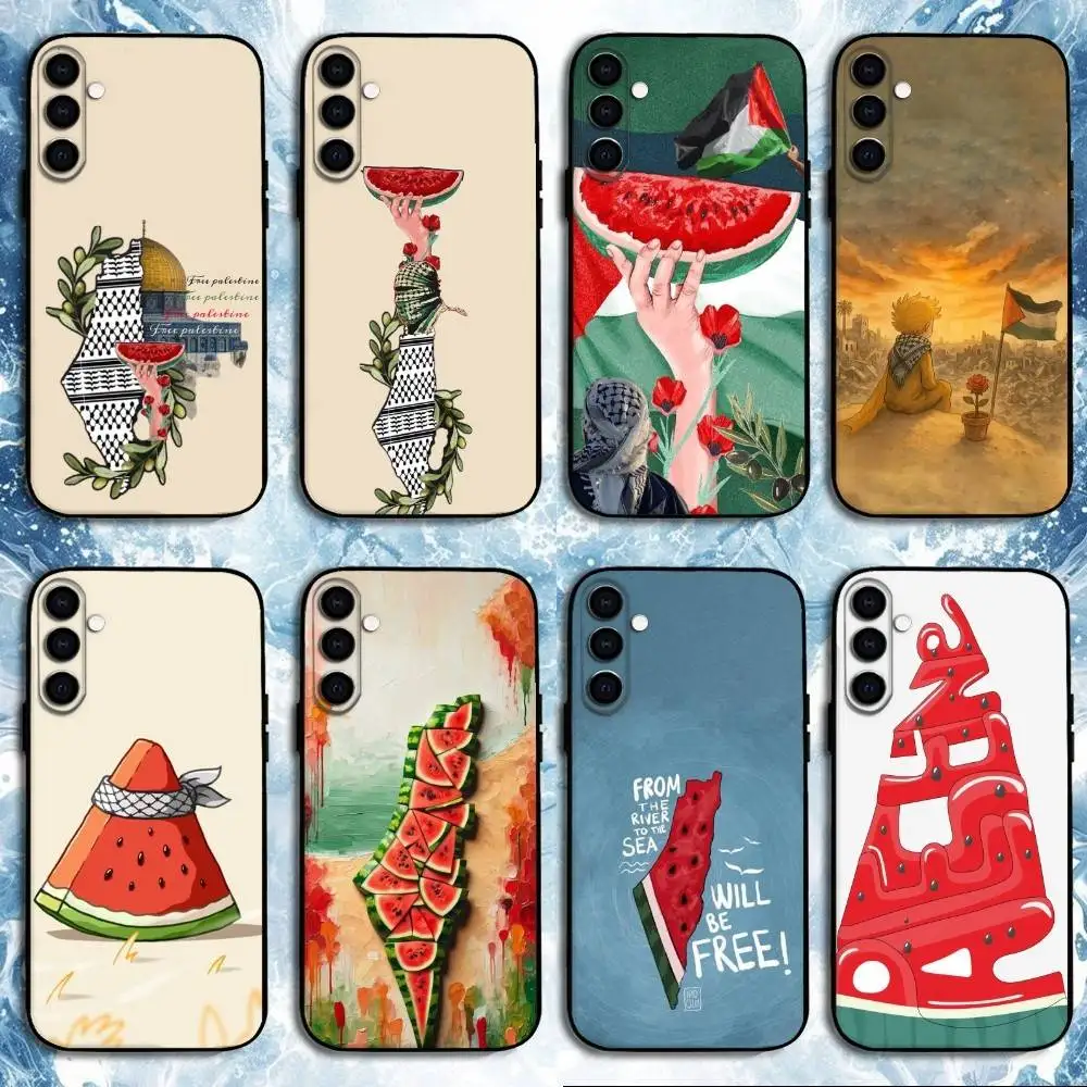 

Watermelon Art P-Palestine-s-F-Flag Phone Case For Samsung Galaxy A73,A72,A71,A70,A53,A52,A51,Others Soft Black Shell