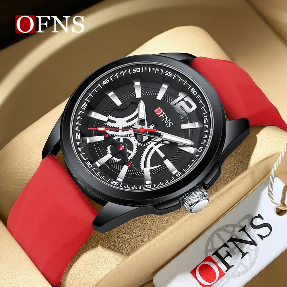 

OFNS Brand Top 8016 High end New Quartz Watch Simple and Fashionable Classic Stripe Waterproof Men's Quartz Watch 2024