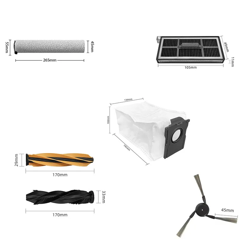 Zubehör für MOVA Z60 Ultra Roller Complete/ Z60 Ultra Roller SA/ Trouver Z60 Ultra Teile Hauptbürste Seitenbürste Mopp Staubbeutel Filter – Detail 1