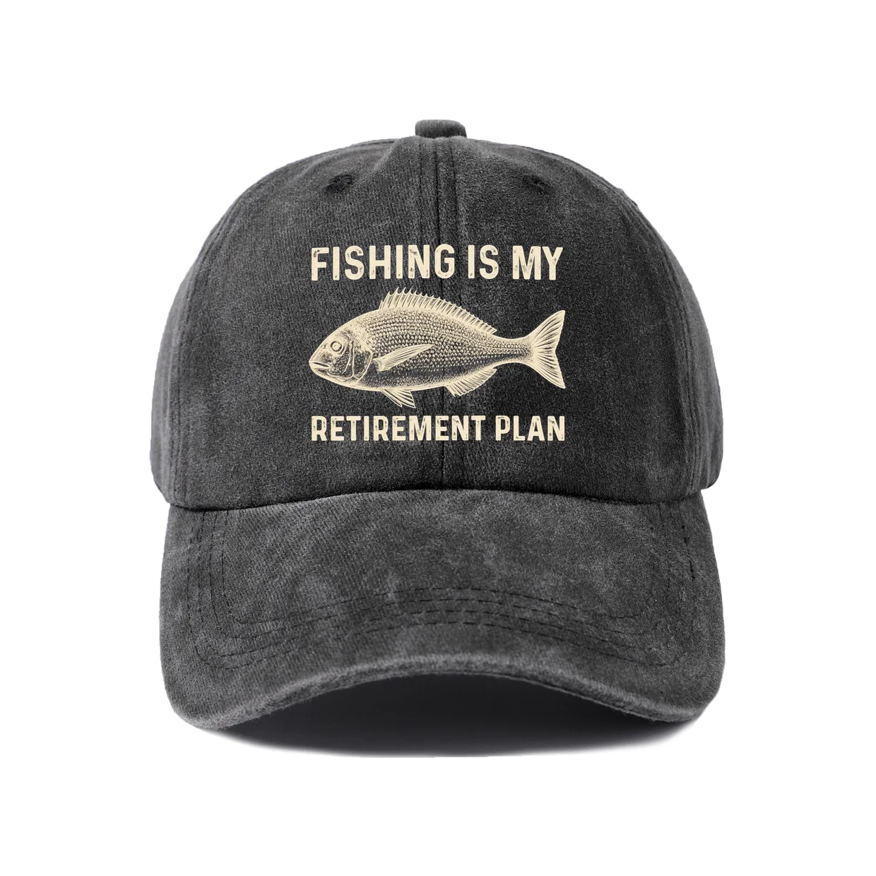 Vintage Washed Baseball Cap with Fishing Is My Retirement Plan Graphic, Adjustable Unisex Dad Hat, Streetwear Gift