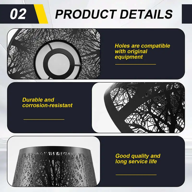 

Small Lamp Shade, Metal Lampshade with Pattern of Trees for Table Chandelier Wall Lamp Black-A68X