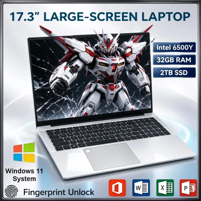 17.3 Inch Business Portable Notebook Intel 6500Y 32GB RAM 2TB SSD Windows11 Fingerprint Unlock Laptop For On-the-go Office