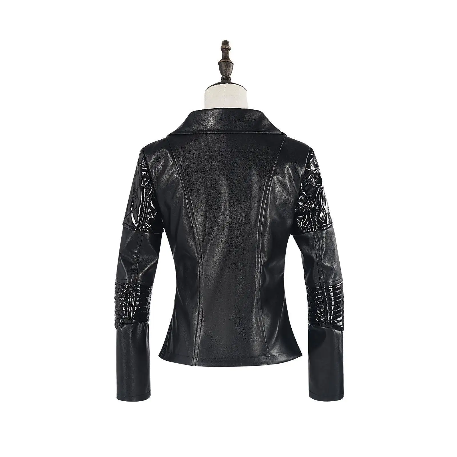 

loween Costume Vintage Sle Leather Jaet Collar Stand up Outerwear Women's Ethnic Stage Costume Spring 2024 Faion