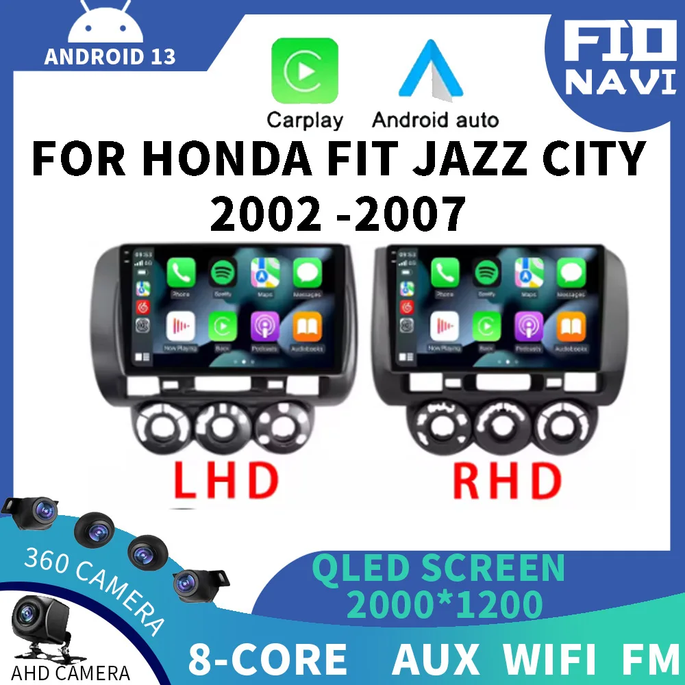 

Android 14 Car Stereo Radio Multimedia Video Player for Honda Fit Jazz City 2002-2007 with GPS Navigation QLED BT 4G Radio