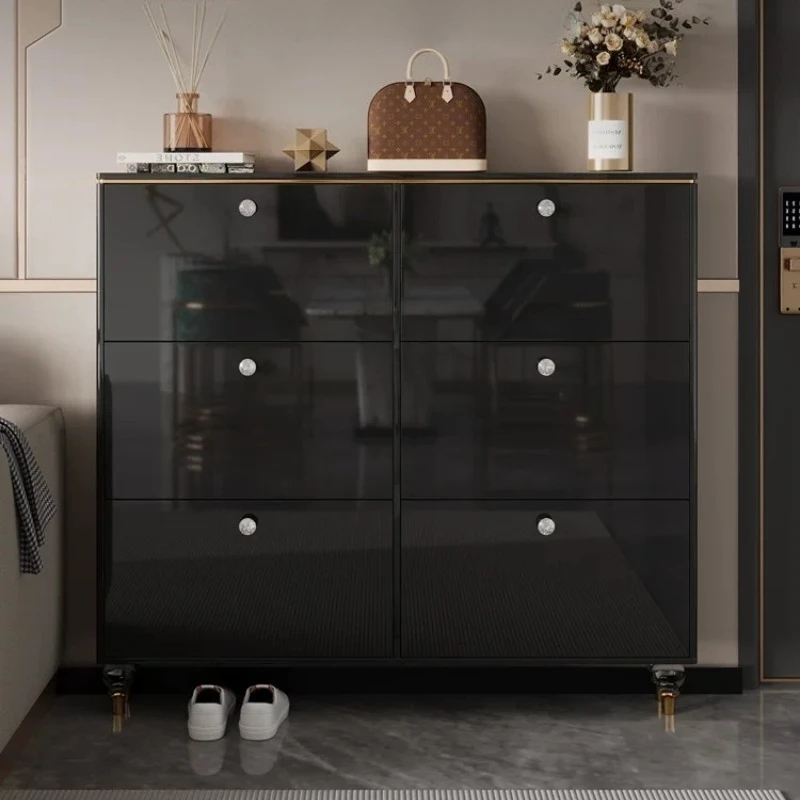 Modern Italian Light Luxury Ultra Thin Shoe Cabinet Household Door Small Apartment Black Organizer Shoerack Cabinets Furniture