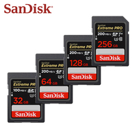 100% Original Sandisk Memory Card 32GB 64GB 128GB 256GB High Speed Class 10 U3 V30 Extreme Pro SD Card For Camera