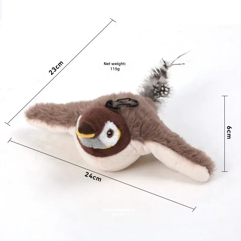 Interactive Cat Toys Rechargeable Chirping Flapping Bird(no Flying) with Catnip for Indoor Cats, Touch Activated Plush Toys