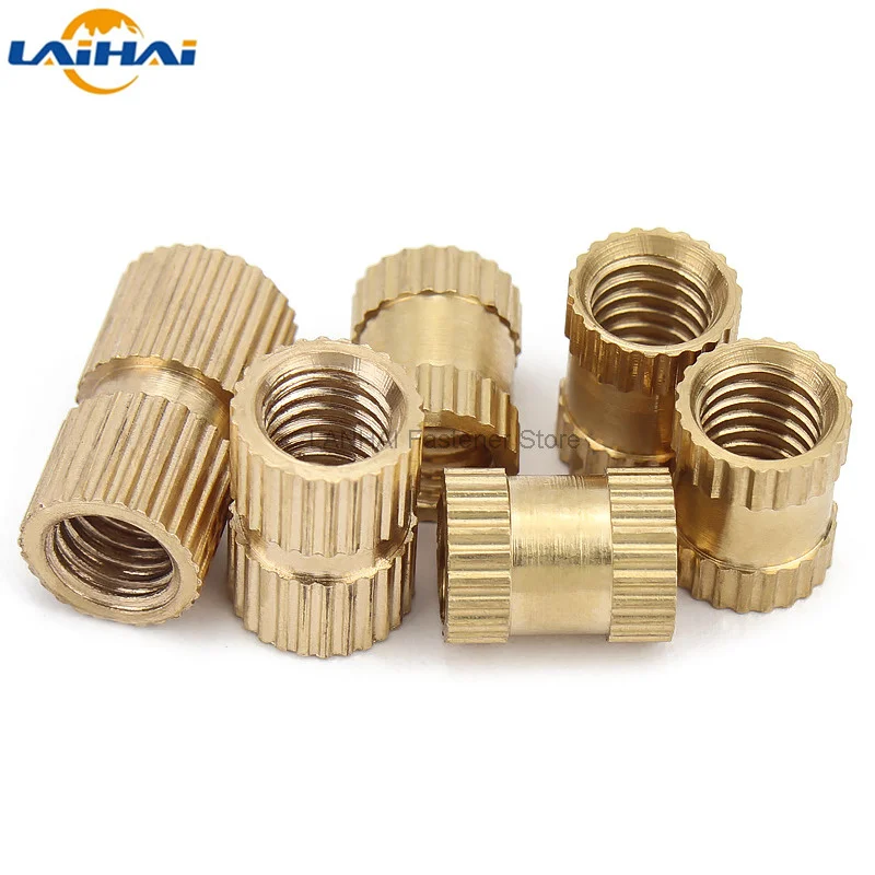 5/10/25pcs M2 M2.5 M3 M4 M5 M6 M8 M10 Solid Brass Pure Copper Metric Thread Injection Molding Knurl Insert Nut Nutsert Embedded