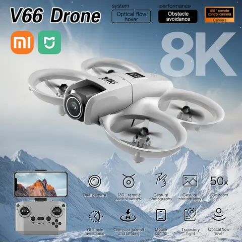 Xiaomi mijia V66 드론 미니 원격 제어 항공기 4K HD 카메라 어린이 장난감 마이크로 항공기 고정 높이 프리 스타일 Quadcopter