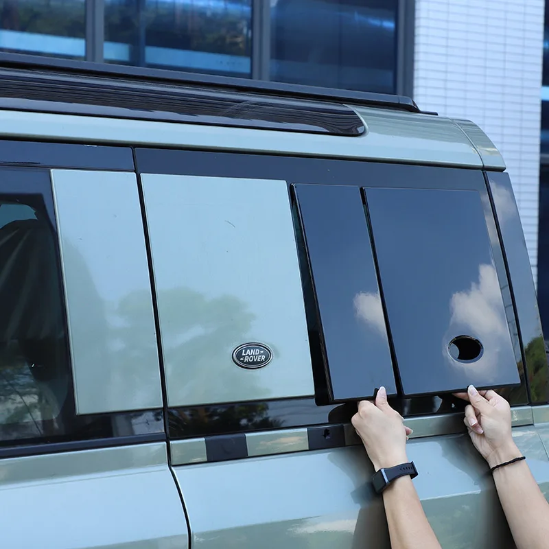 لاند روفر ديفندر 110 130 2020-2024 ABS ألياف الكربون/أسود نافذة السيارة الخلفية الجانبية لوحة تزيين ملصق اكسسوارات السيارات #2