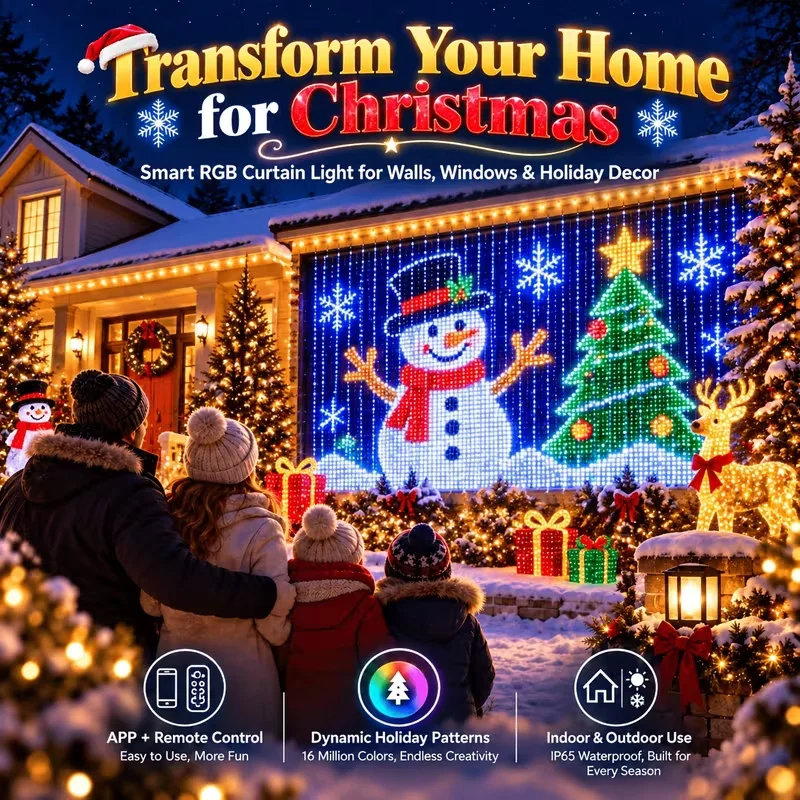 400LED Smart Curtain Lights APP Remote Control Custom Pattern DIY Window String Lights For Christmas Holiday Party Home Decor