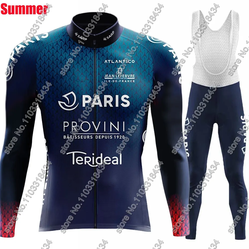 Paris-France Cycling Jersey 2024 Long Sleeve Set Men Winter National Team French Clothing Suit MTB Bike Road Pants Bib Ropa