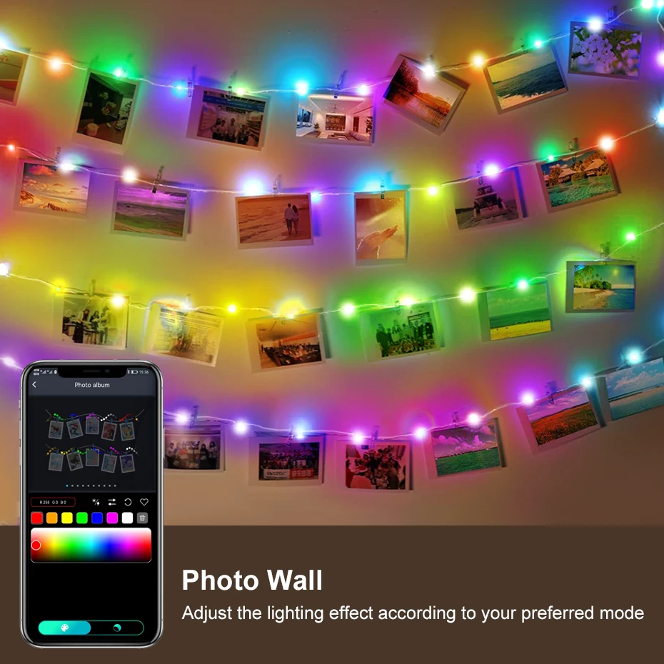 Dc 5v tira led luzes de fadas rgbic sonho cor natal led string luz regulável bluetooth app controle decoração festa em casa
